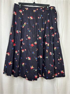 Vintage Sanibel Sport Mushroom Ant Black Skirt Side Buttons Size Large